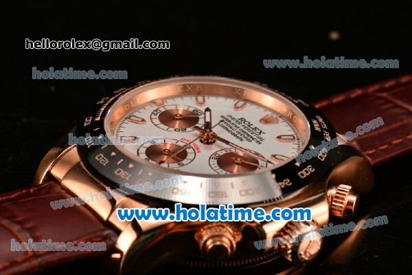 Rolex Daytona II Asia 3836 Automatic Rose Gold Case with Black Bezel and White Dial - Click Image to Close